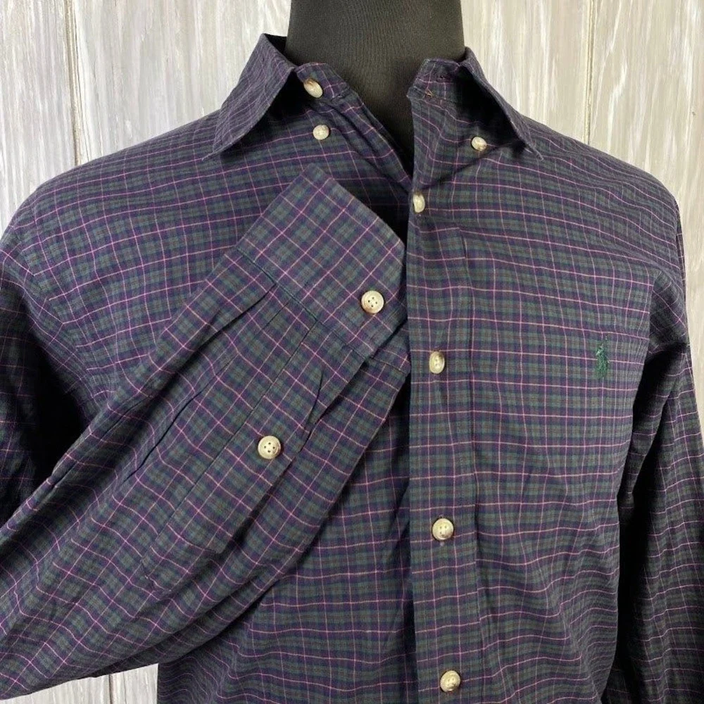Polo Ralph Lauren Plaid Button Down Shirt Men's Long Sleeve Casual Classic Fit